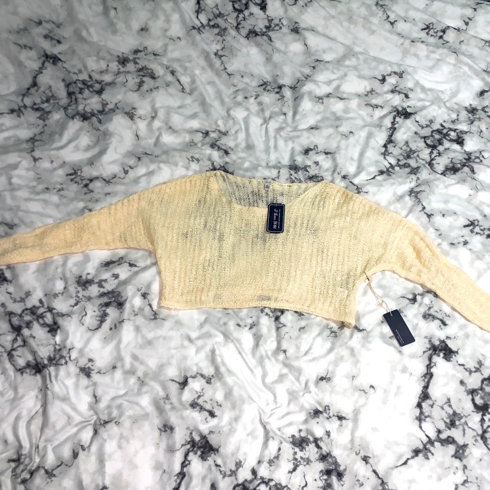 Cream colour mesh / crochet crop top
